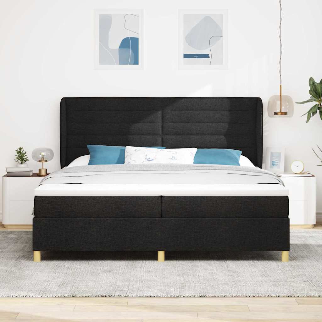 Lit à ressorts avec matelas gris foncé 90x190 cm Noir - XIOS
