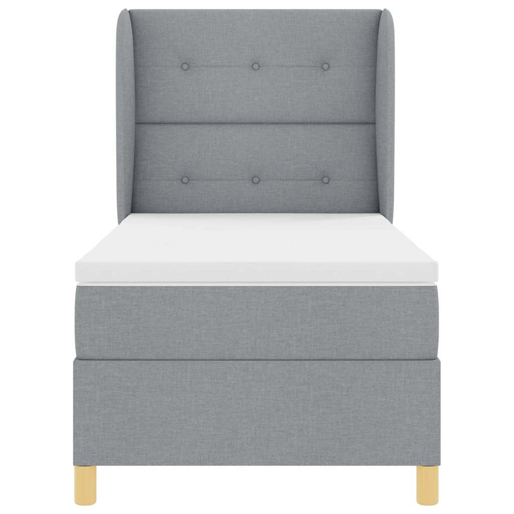 Lit à ressorts avec tête de lit Gris clair 200 x 80 cm tissu