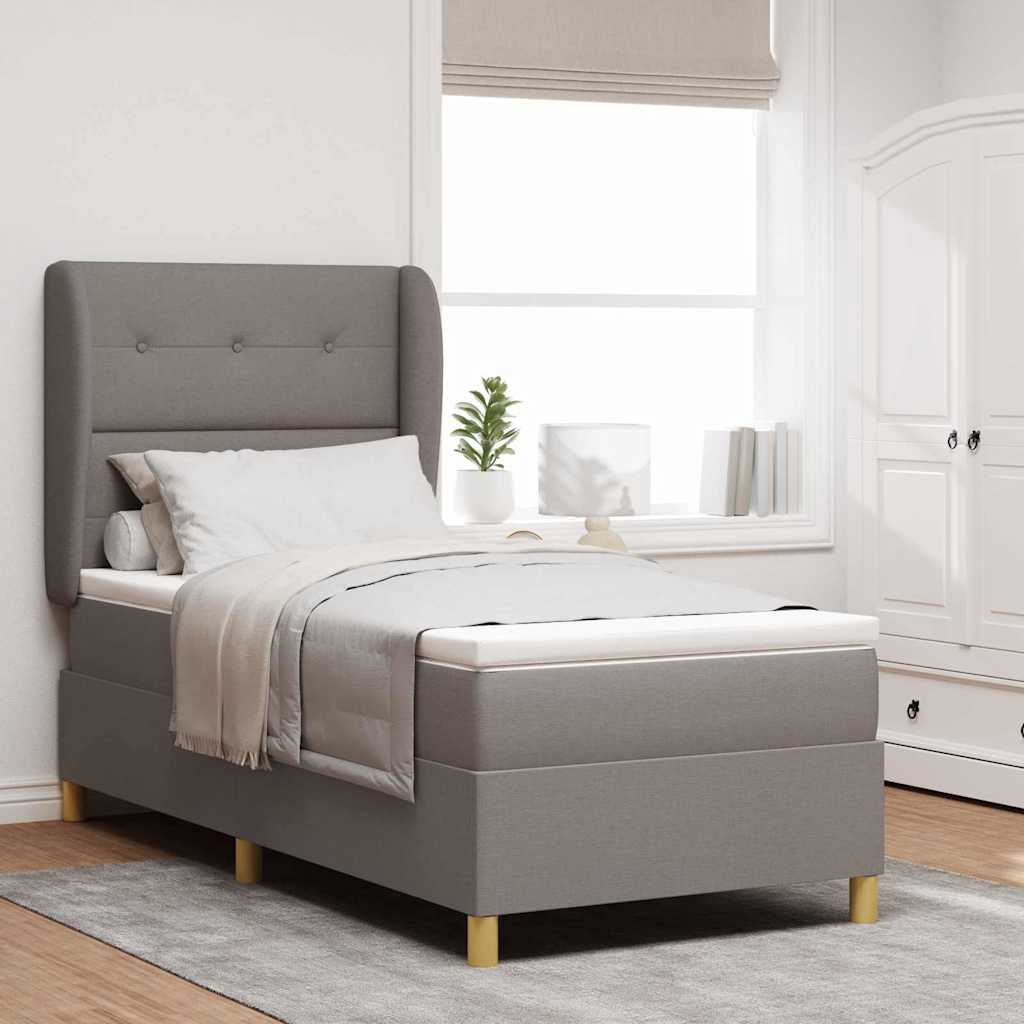 Lit à ressorts avec tête de lit Taupe 200 x 90 cm tissu - XIOS