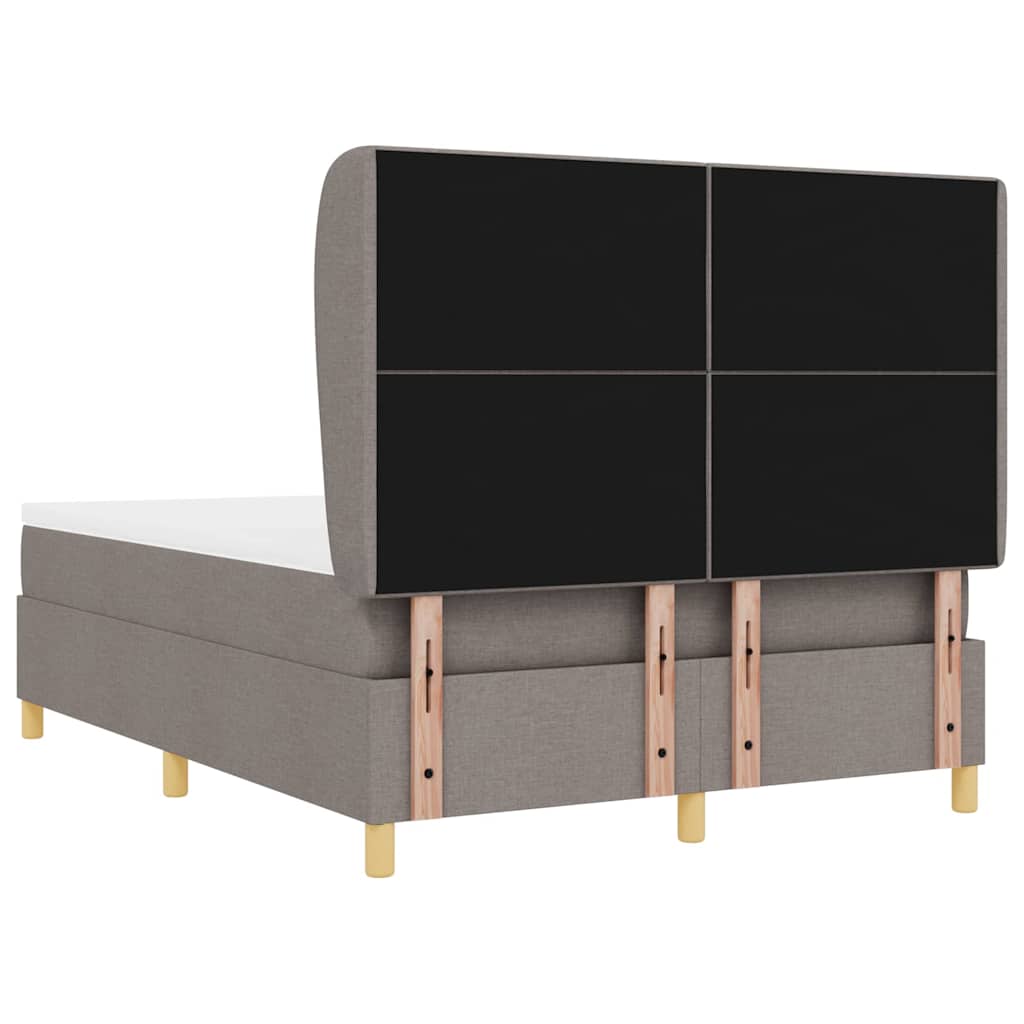 Lit à ressorts avec tête de lit Taupe 190 x 140 cm tissu