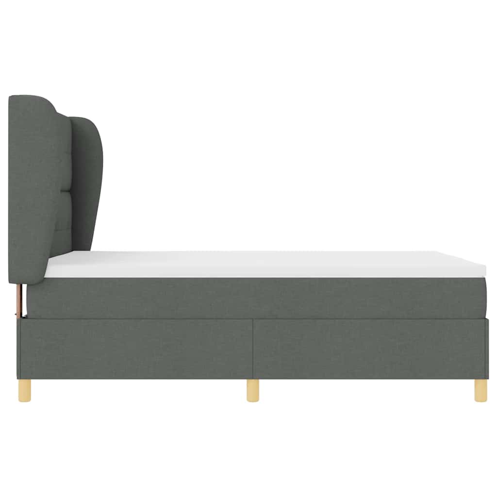 Lit à ressorts avec tête de lit Gris foncé 200 x 140 cm tissu