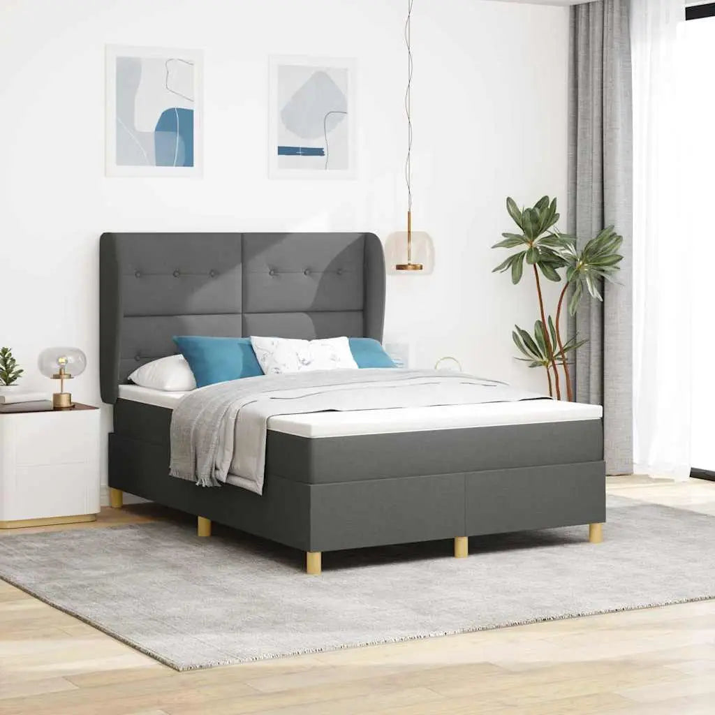 Lit à ressorts avec tête de lit Gris foncé 200 x 160 cm tissu - XIOS