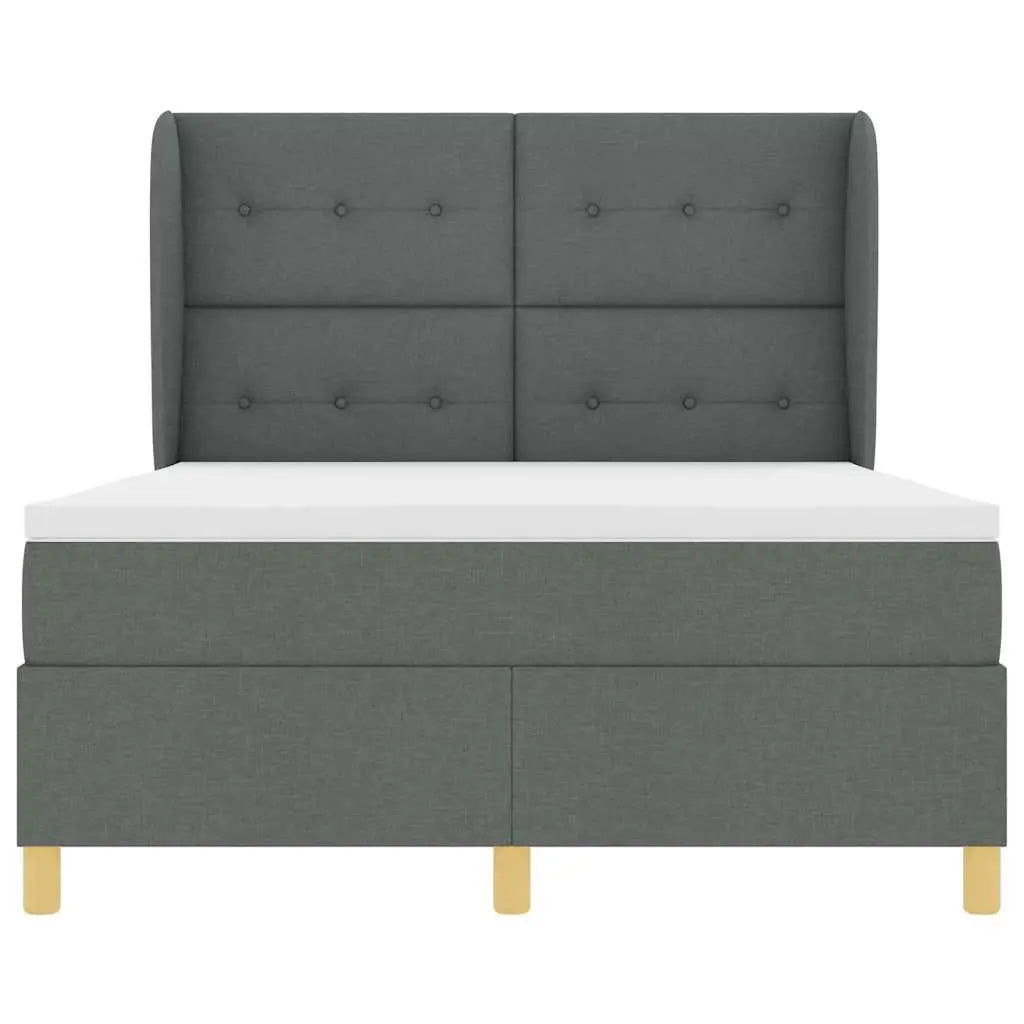 Lit à ressorts avec tête de lit Gris foncé 200 x 160 cm tissu - XIOS