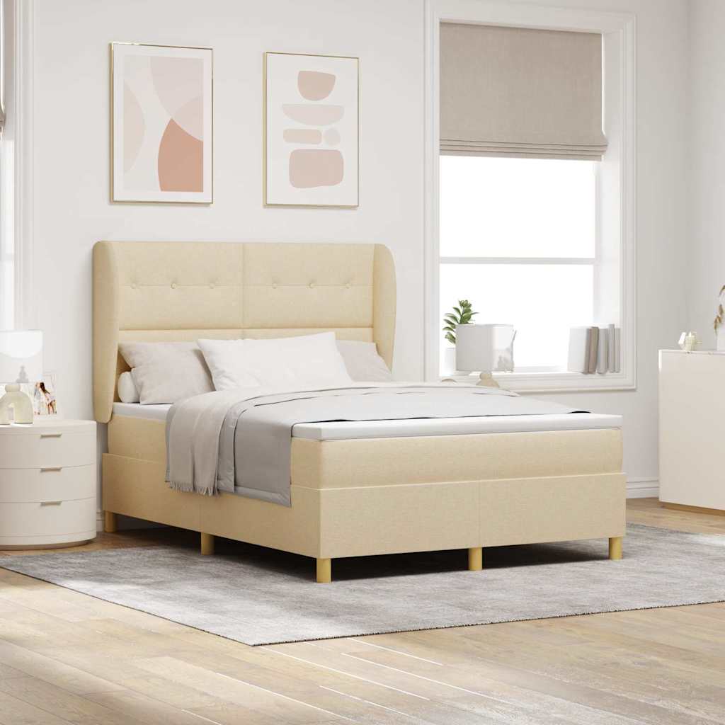 Lit à ressorts avec matelas Crème 200 x 160 cm tissu - XIOS