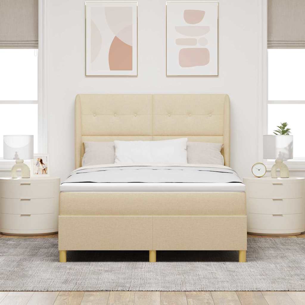 Lit à ressorts avec matelas Crème 200 x 160 cm tissu - XIOS