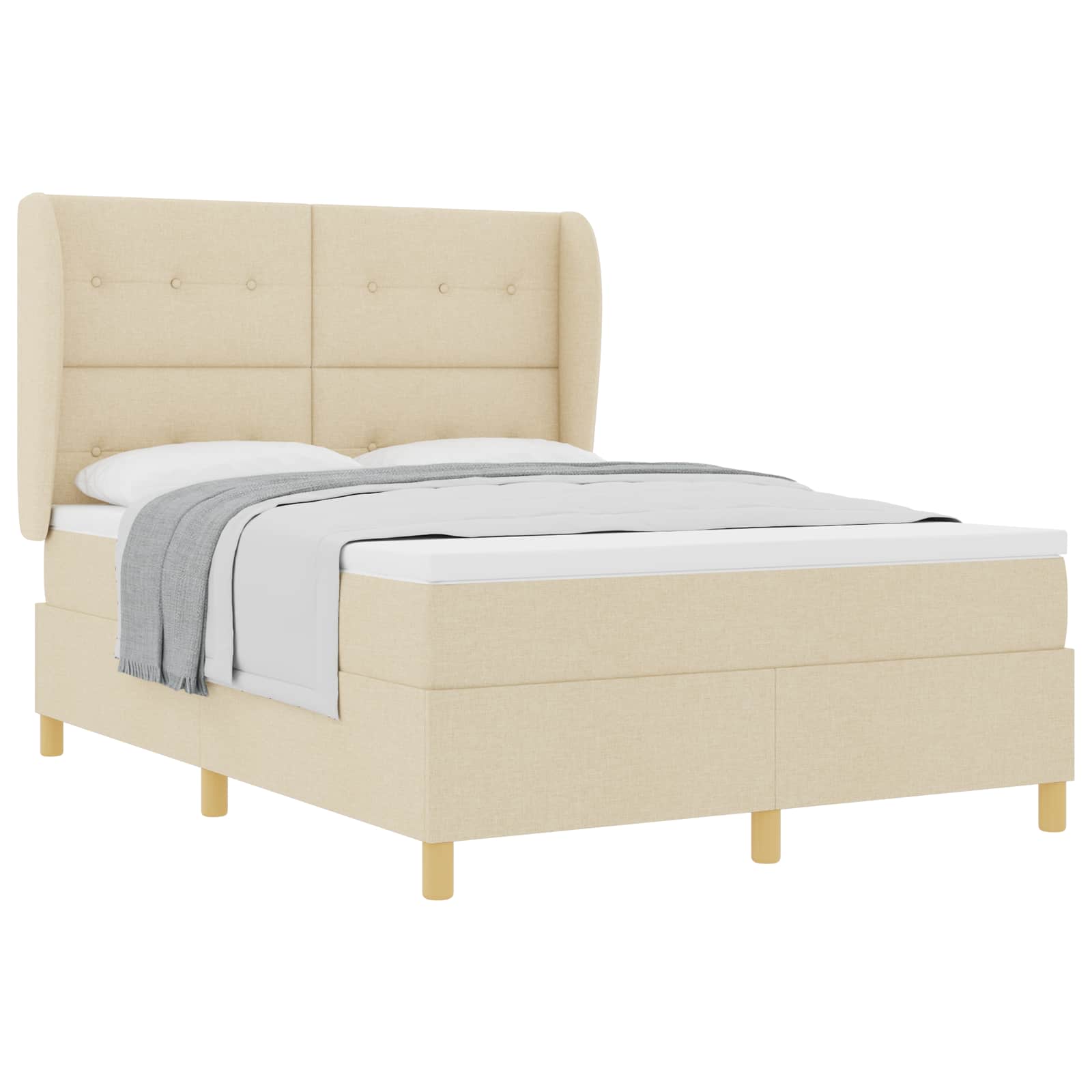 Lit à ressorts avec matelas Crème 200 x 160 cm tissu - XIOS