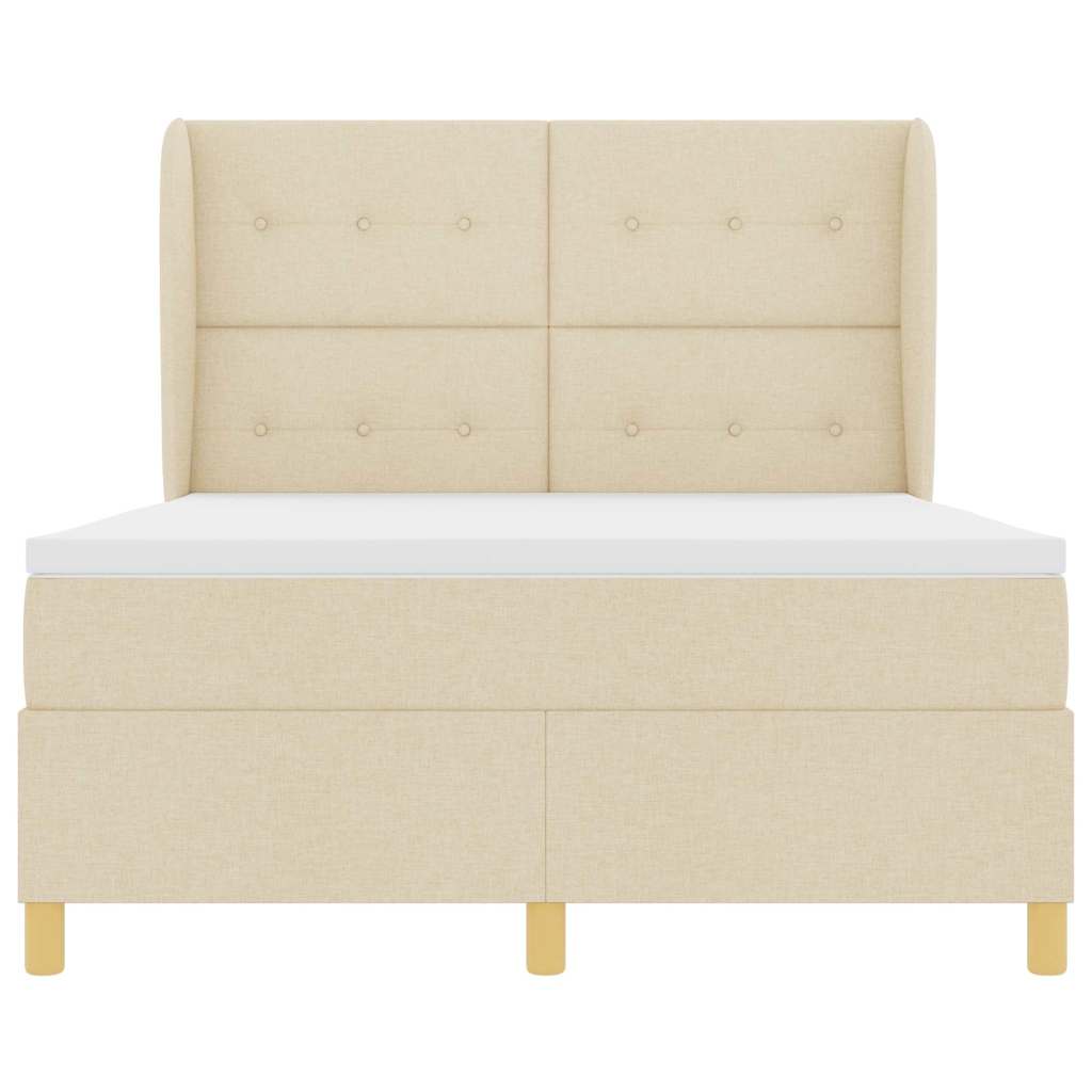 Lit à ressorts avec matelas Crème 200 x 160 cm tissu - XIOS