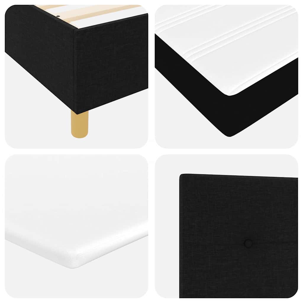 Lit à ressorts avec matelas gris foncé 90x190 cm Noir