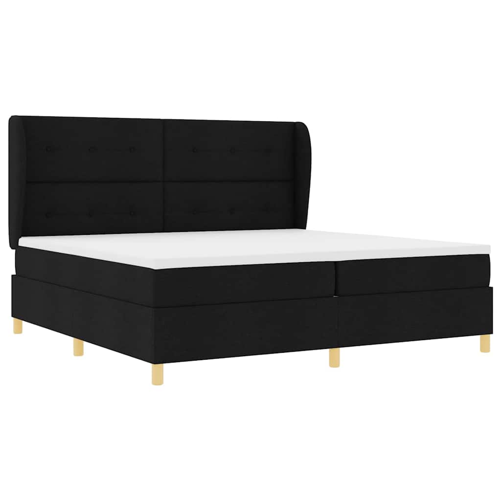 Lit à ressorts avec matelas gris foncé 90x190 cm Noir