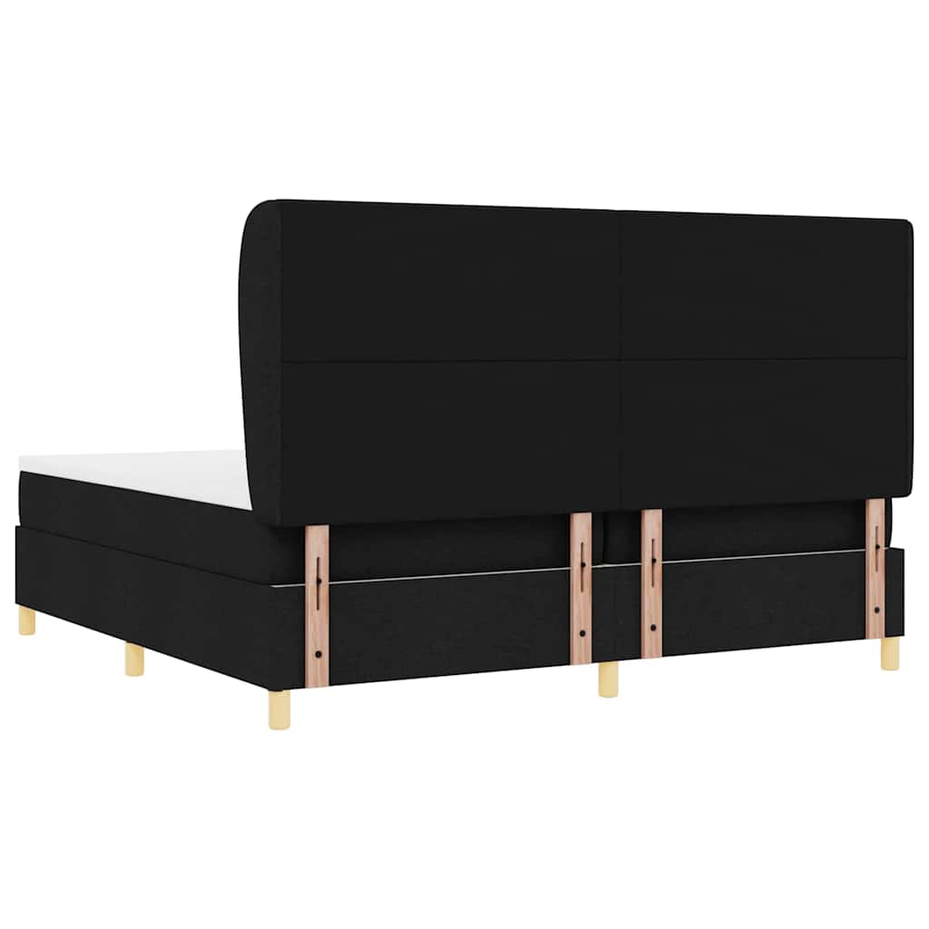 Lit à ressorts avec matelas gris foncé 90x190 cm Noir