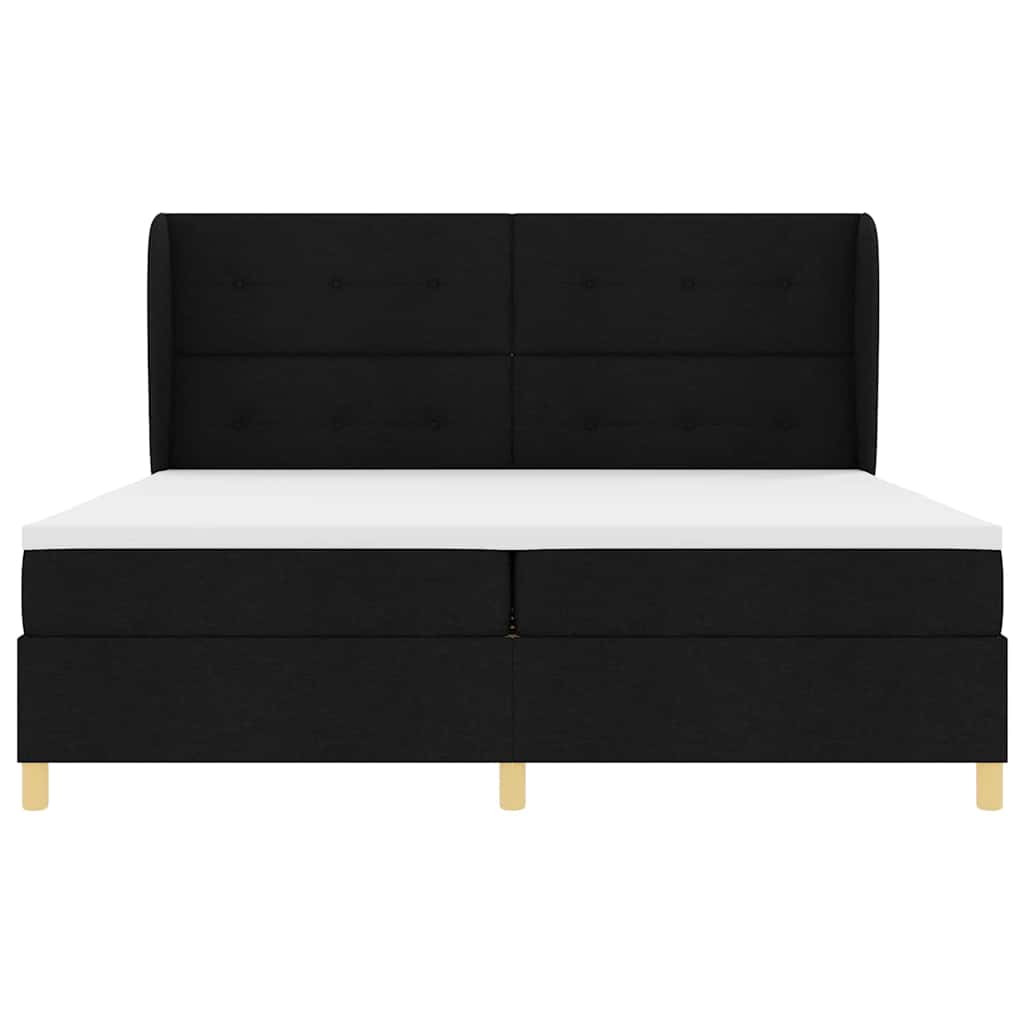 Lit à ressorts avec matelas gris foncé 90x190 cm Noir
