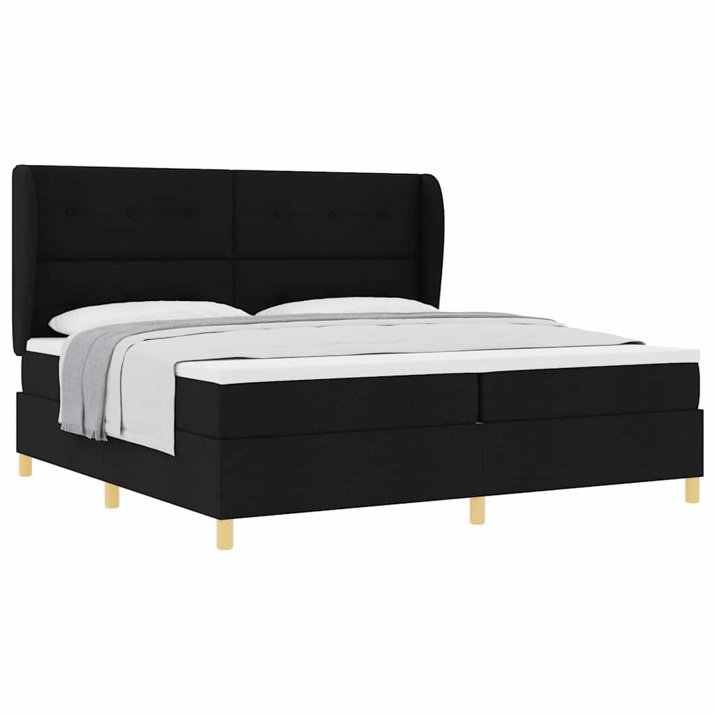 Lit à ressorts avec matelas gris foncé 90x190 cm Noir