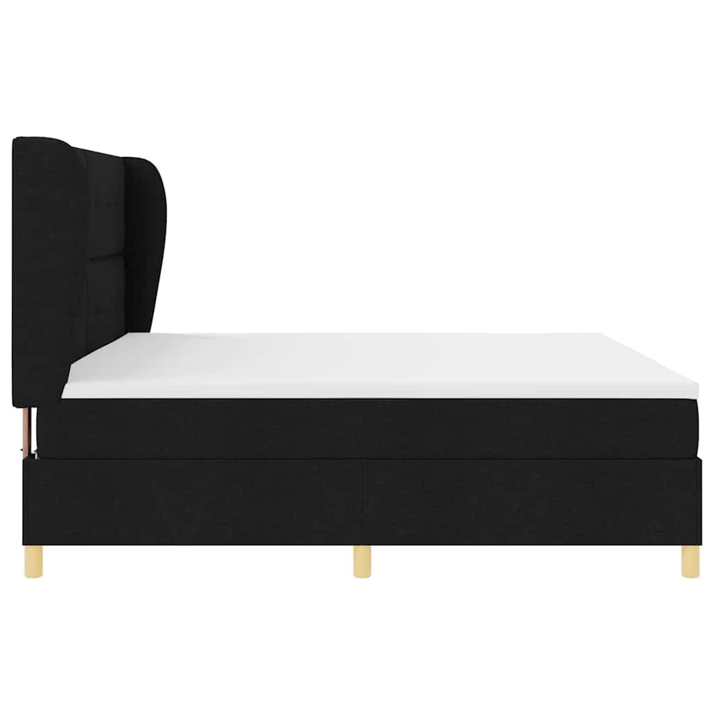Lit à ressorts avec matelas gris foncé 90x190 cm Noir