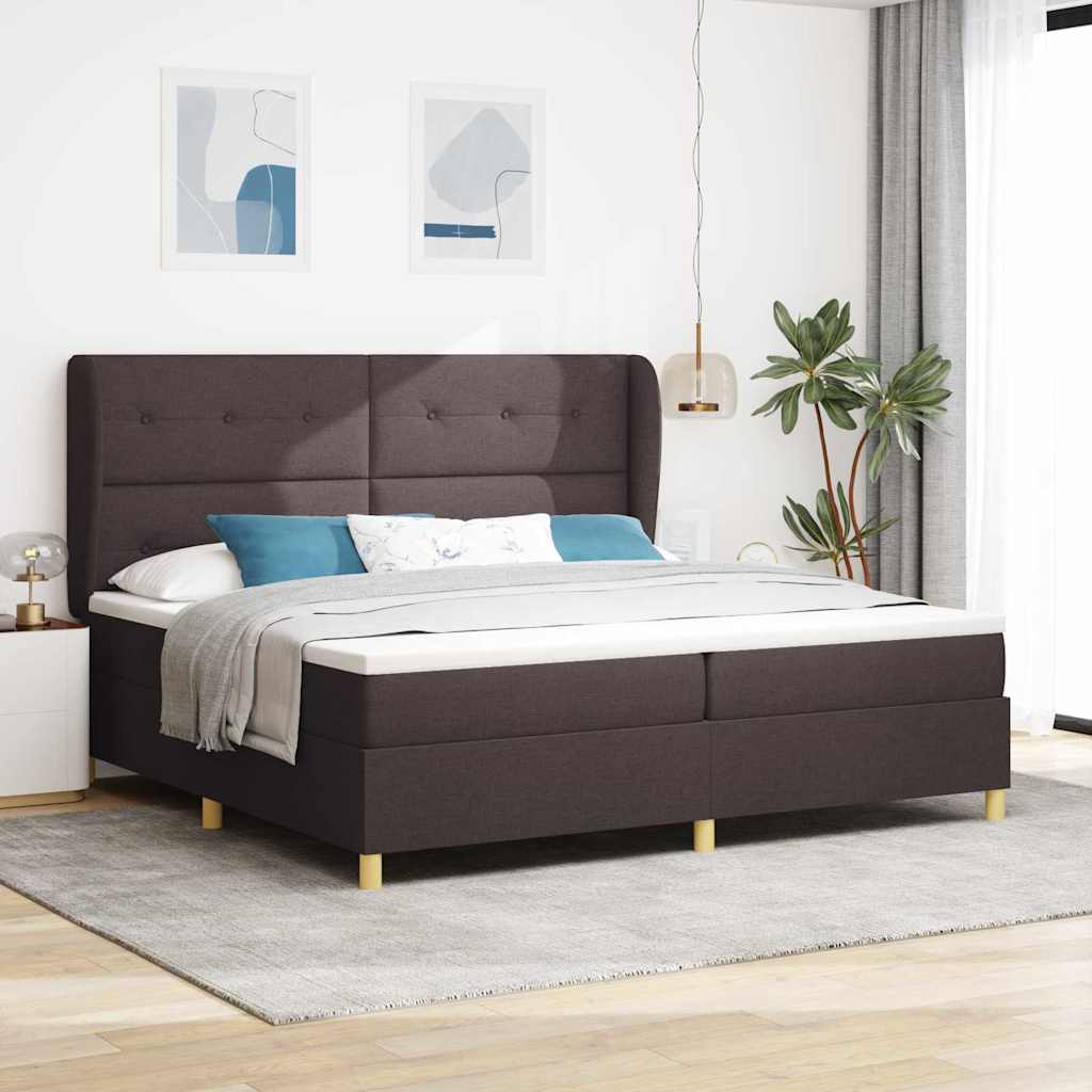 Lit à ressorts avec matelas gris foncé 90x190 cm Marron foncé - XIOS