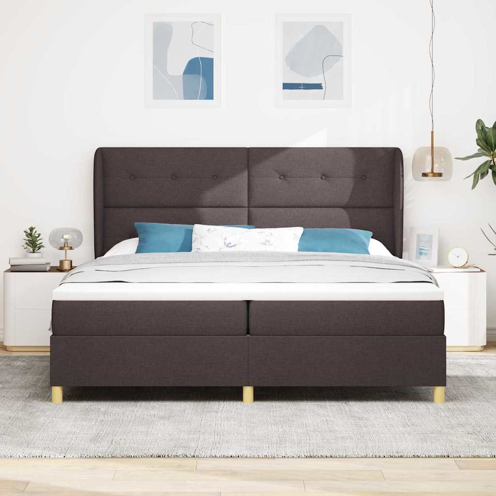 Lit à ressorts avec matelas gris foncé 90x190 cm Marron foncé - XIOS