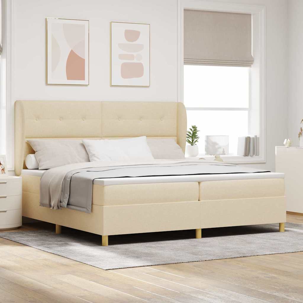 Lit à ressorts avec matelas gris foncé 90x190 cm Crème tissu - XIOS