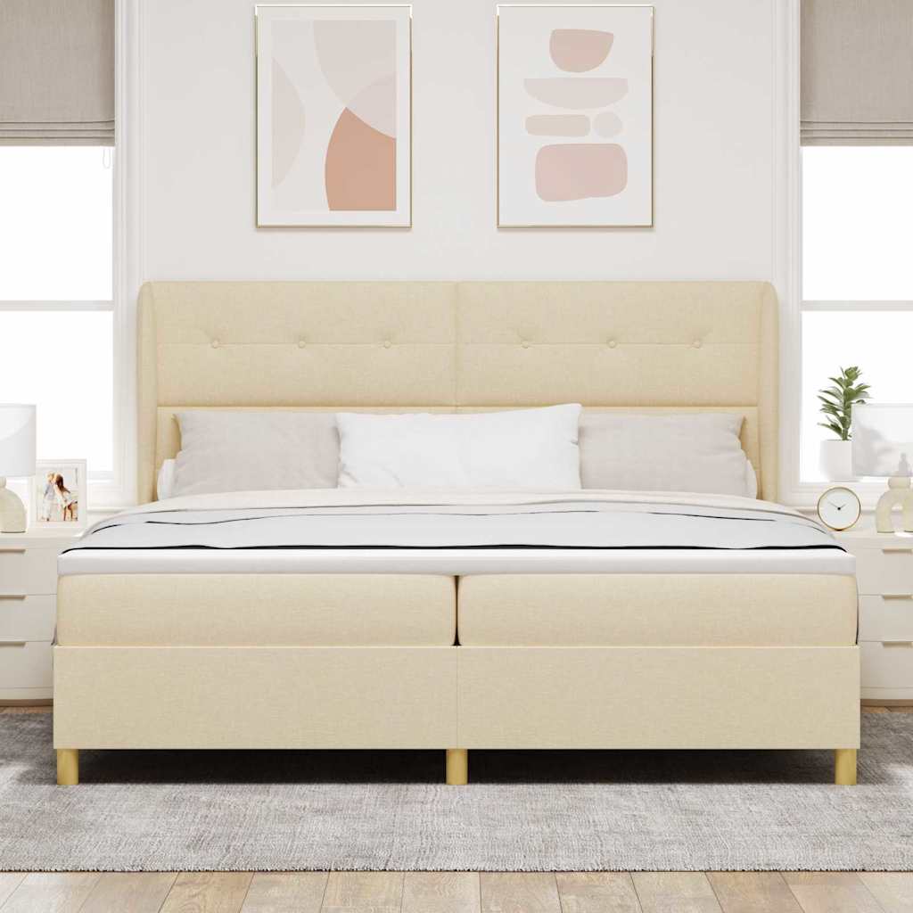 Lit à ressorts avec matelas gris foncé 90x190 cm Crème tissu - XIOS