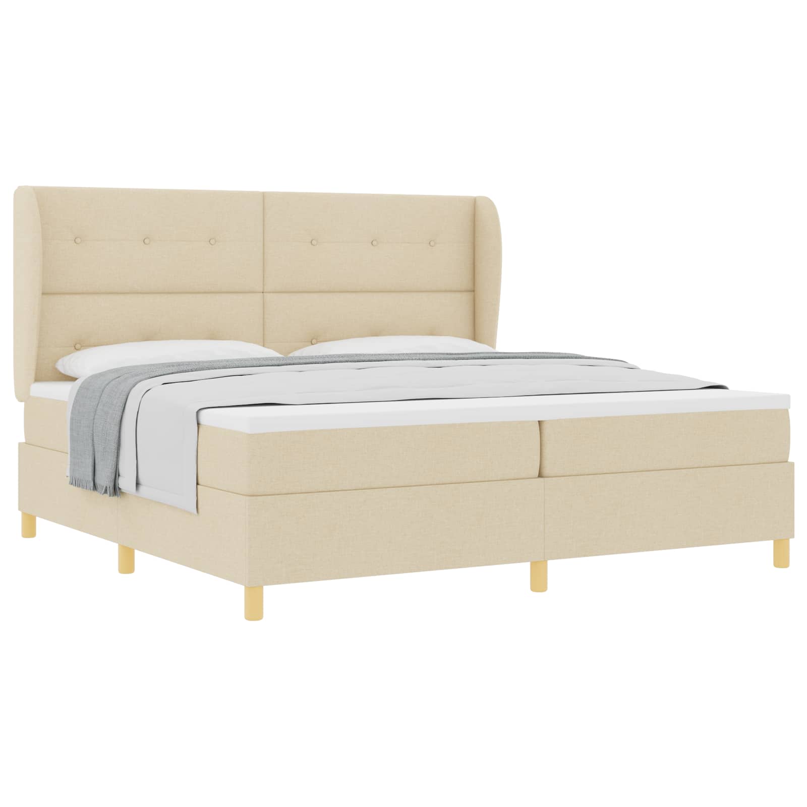 Lit à ressorts avec matelas gris foncé 90x190 cm Crème tissu - XIOS