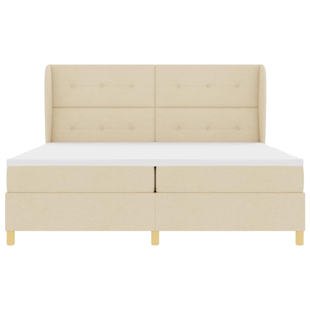 Lit à ressorts avec matelas gris foncé 90x190 cm Crème tissu - XIOS