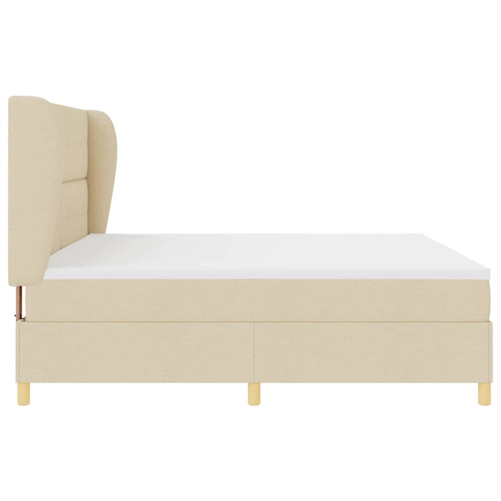 Lit à ressorts avec matelas gris foncé 90x190 cm Crème tissu - XIOS