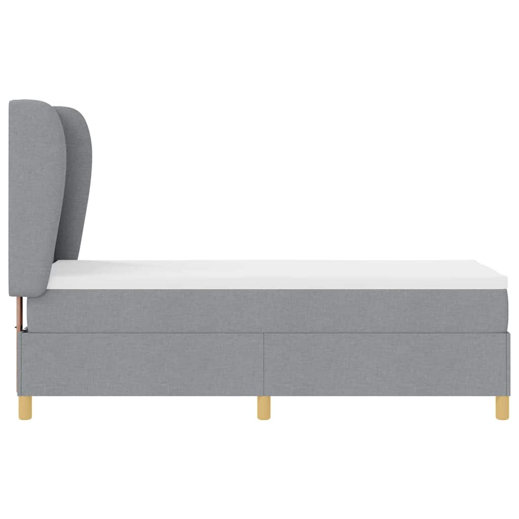 Lit à ressorts avec tête de lit Gris clair 200 x 80 cm tissu