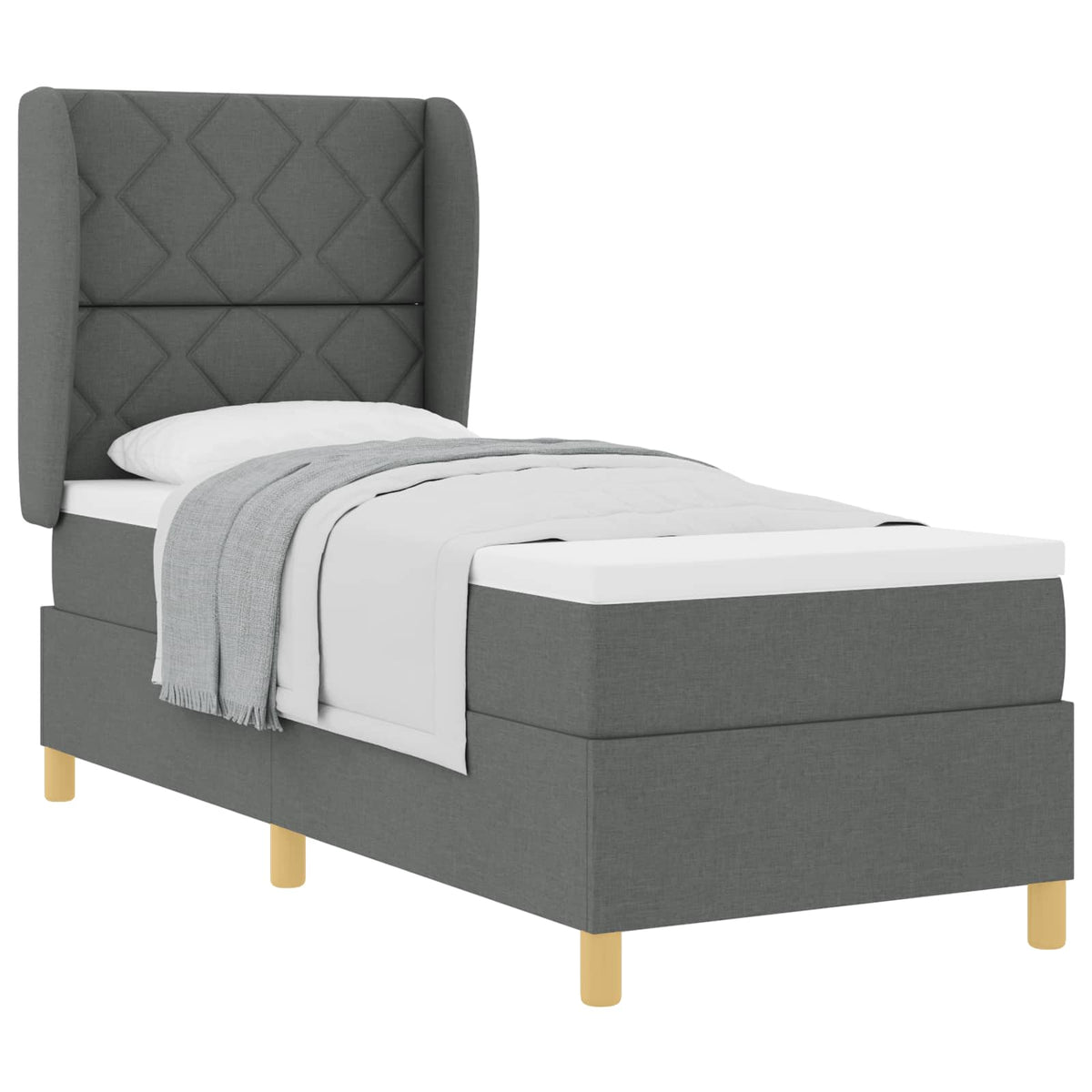 Lit à ressorts avec tête de lit Gris foncé 200 x 80 cm tissu