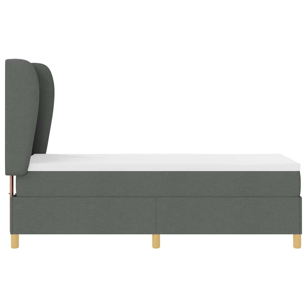Lit à ressorts avec tête de lit Gris foncé 200 x 80 cm tissu