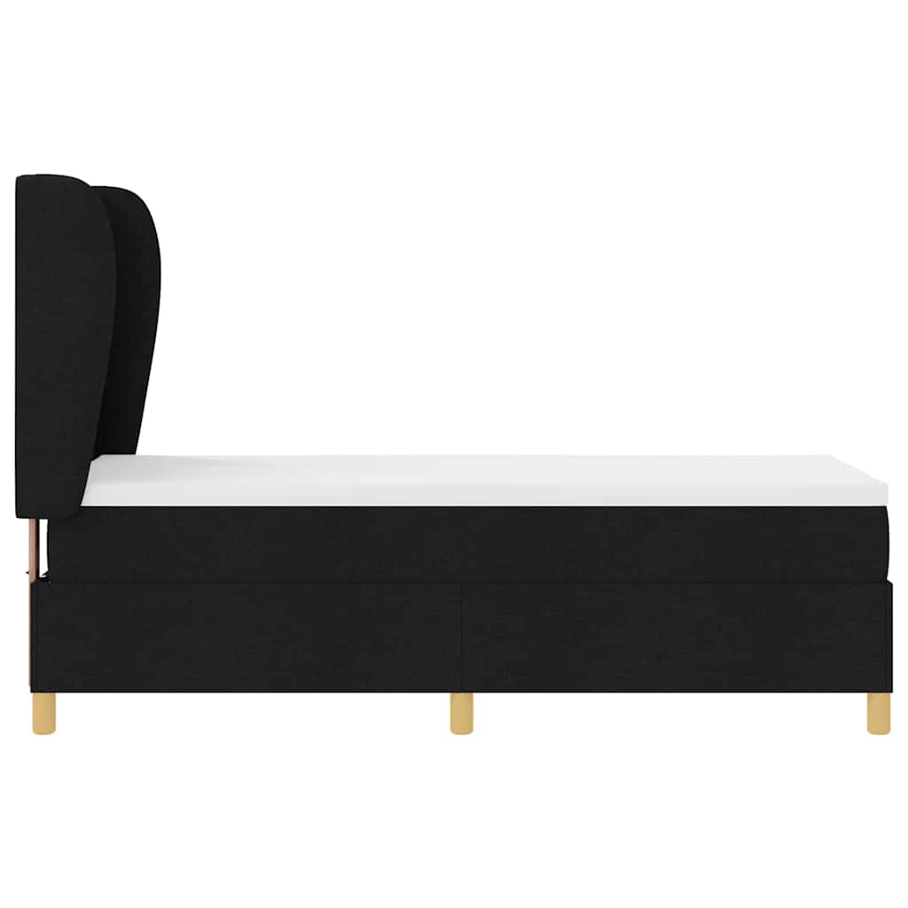 Lit à ressorts avec tête de lit Noir 200 x 80 cm tissu