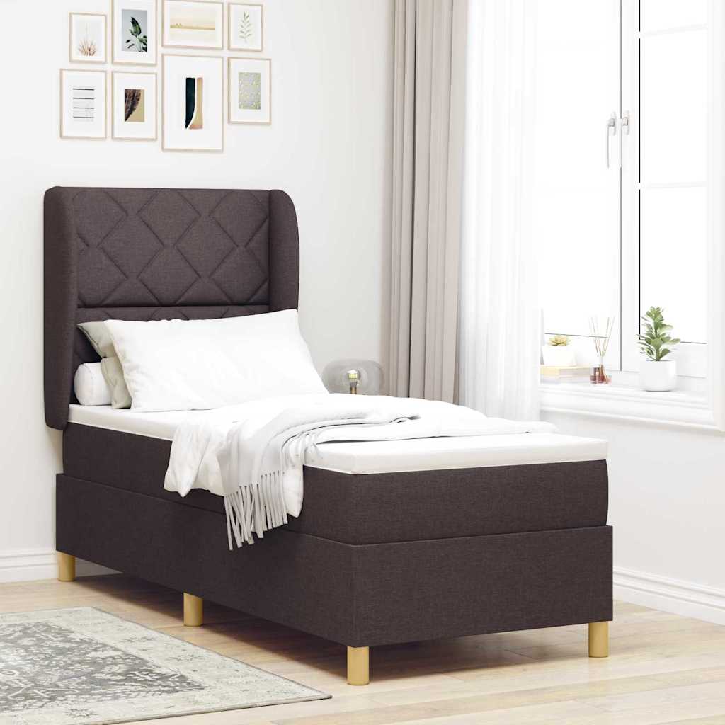 Lit à ressorts avec coussin Marron foncé 200 x 80 cm tissu - XIOS