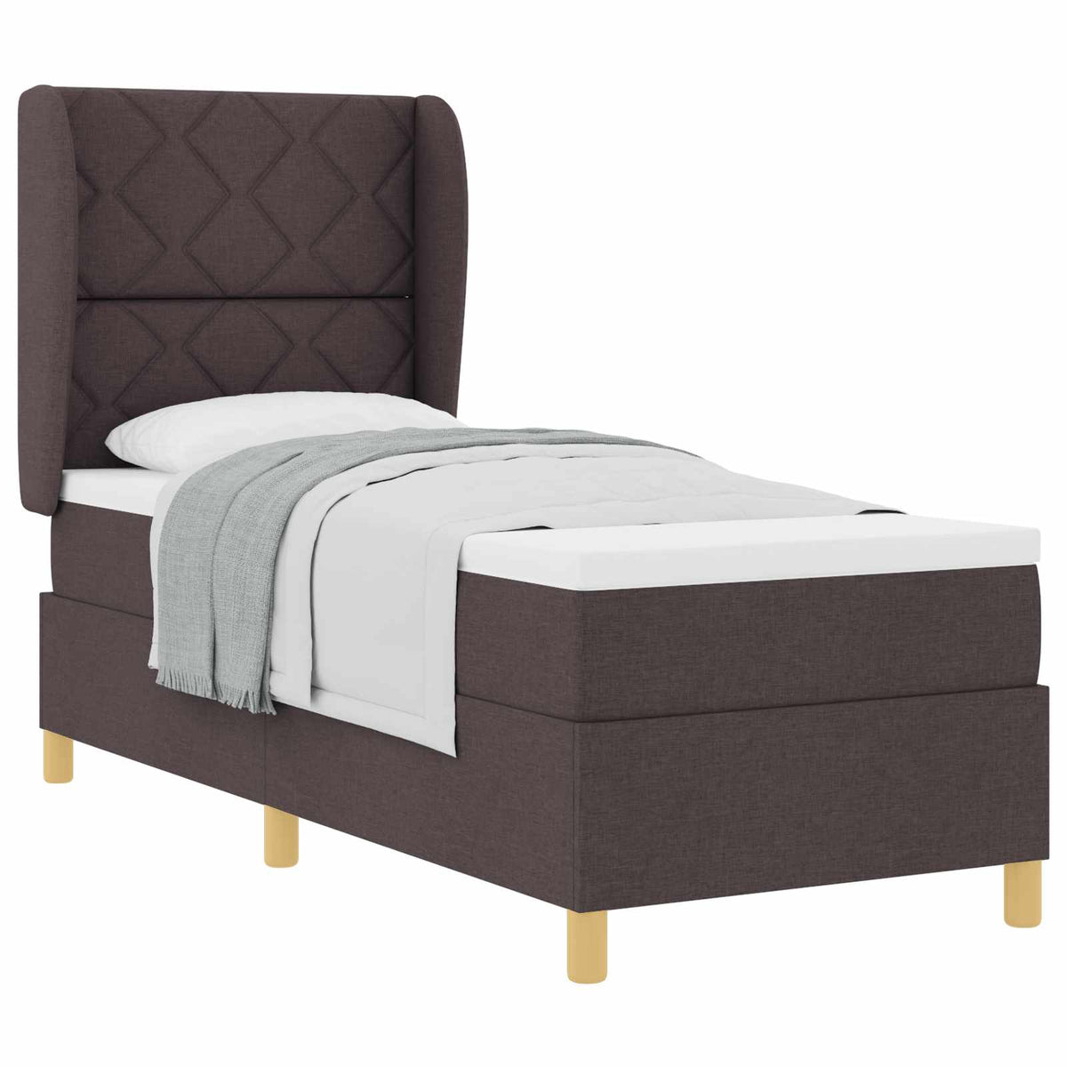 Lit à ressorts avec coussin Marron foncé 200 x 80 cm tissu - XIOS
