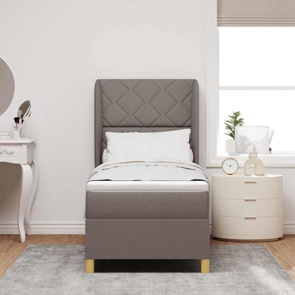 Lit à ressorts avec tête de lit Taupe 200 x 80 cm tissu