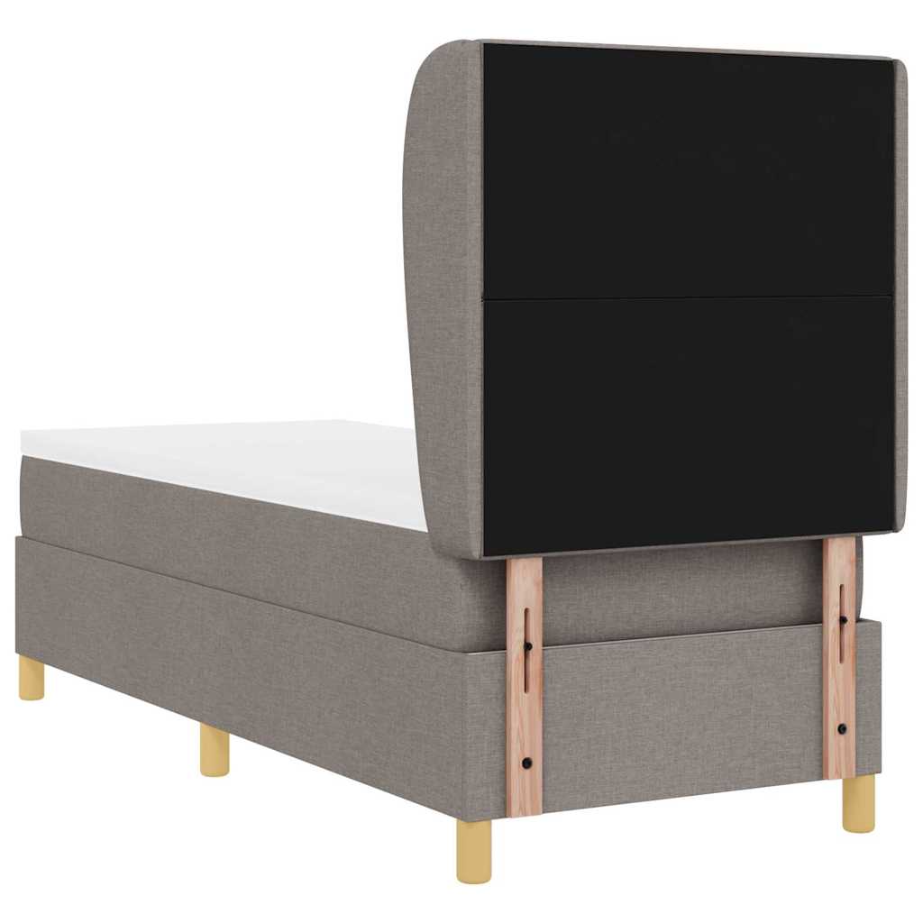 Lit à ressorts avec tête de lit Taupe 200 x 80 cm tissu