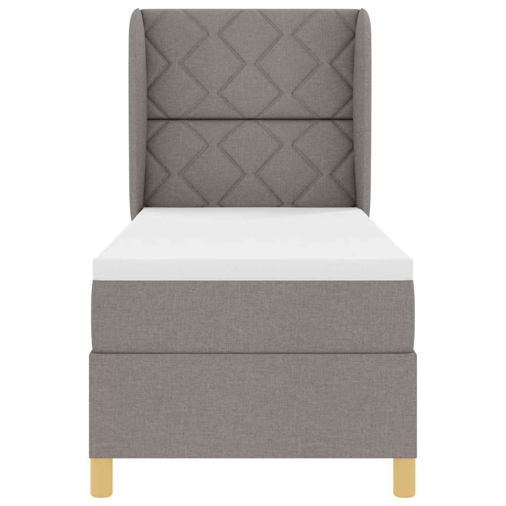 Lit à ressorts avec tête de lit Taupe 200 x 80 cm tissu