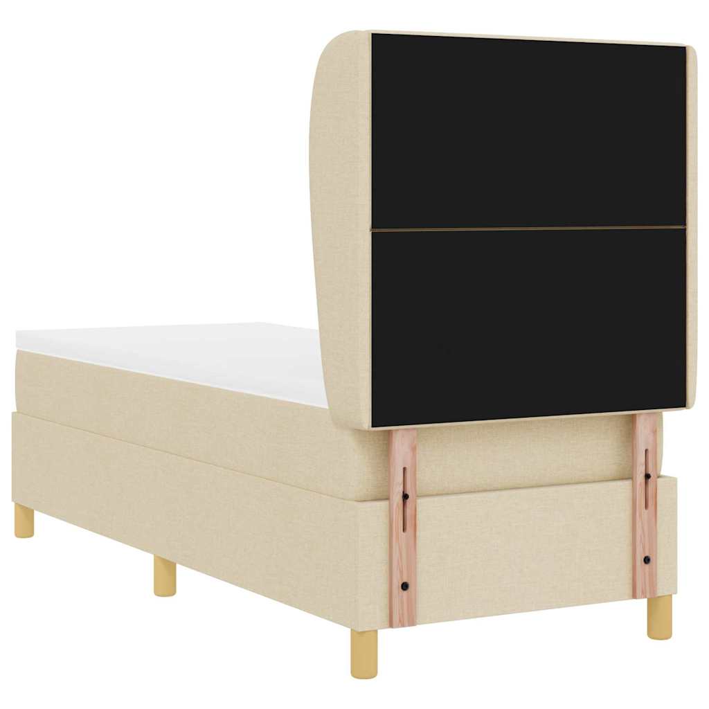 Lit à ressorts avec tête de lit Crème 200 x 80 cm tissu