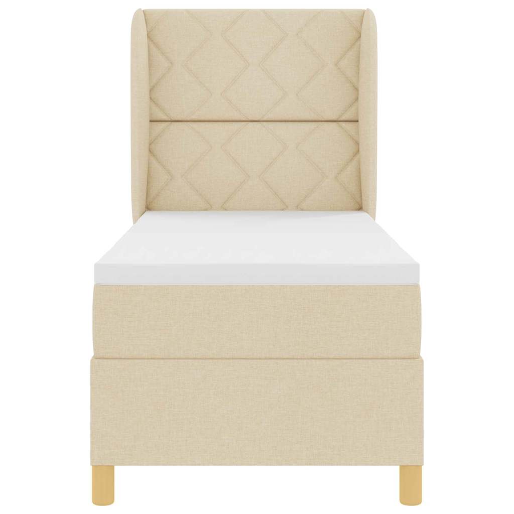 Lit à ressorts avec tête de lit Crème 200 x 80 cm tissu