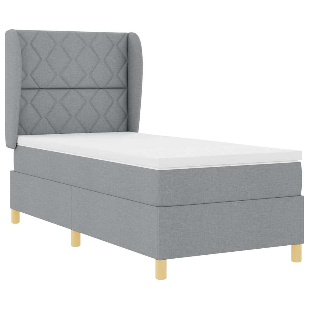 Lit à ressorts avec tête de lit Gris clair 190 x 90 cm tissu - XIOS