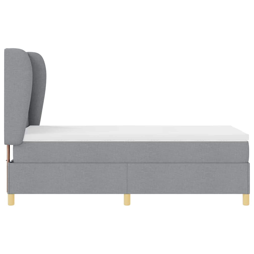 Lit à ressorts avec tête de lit Gris clair 190 x 90 cm tissu - XIOS