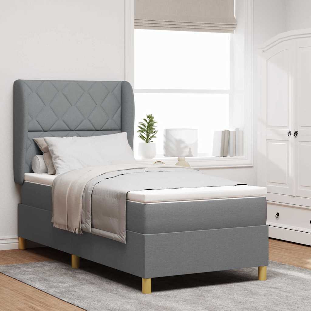 Lit à ressorts avec matelas gris foncé 90x190 cm Gris clair - XIOS