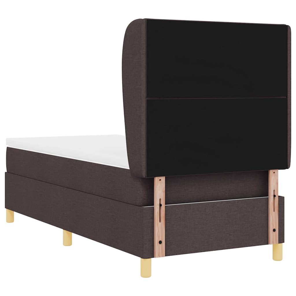Lit à ressorts avec tête de lit Marron foncé 200 x 100 cm tissu