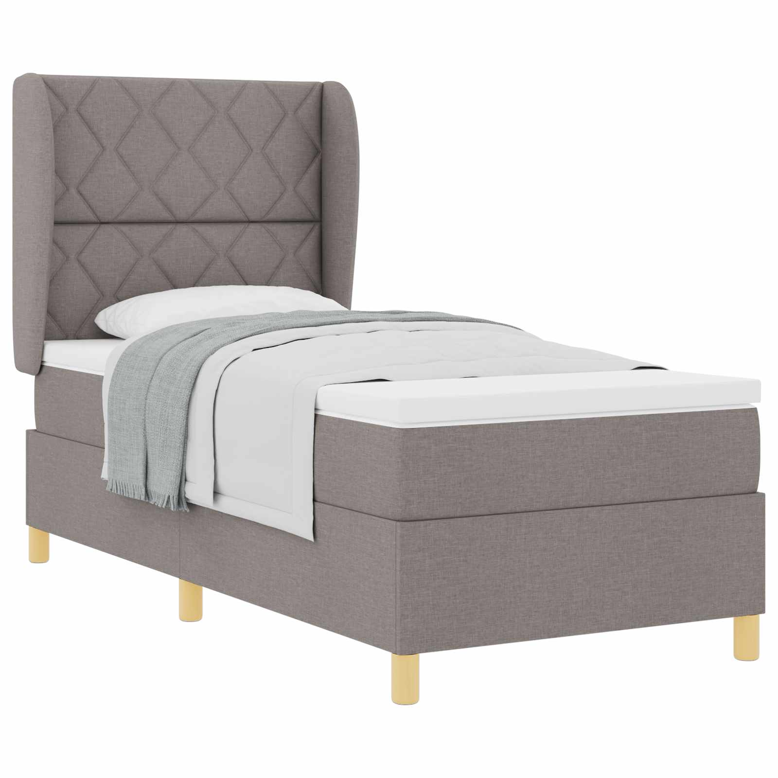 Lit à ressorts avec tête de lit Taupe 200 x 100 cm tissu