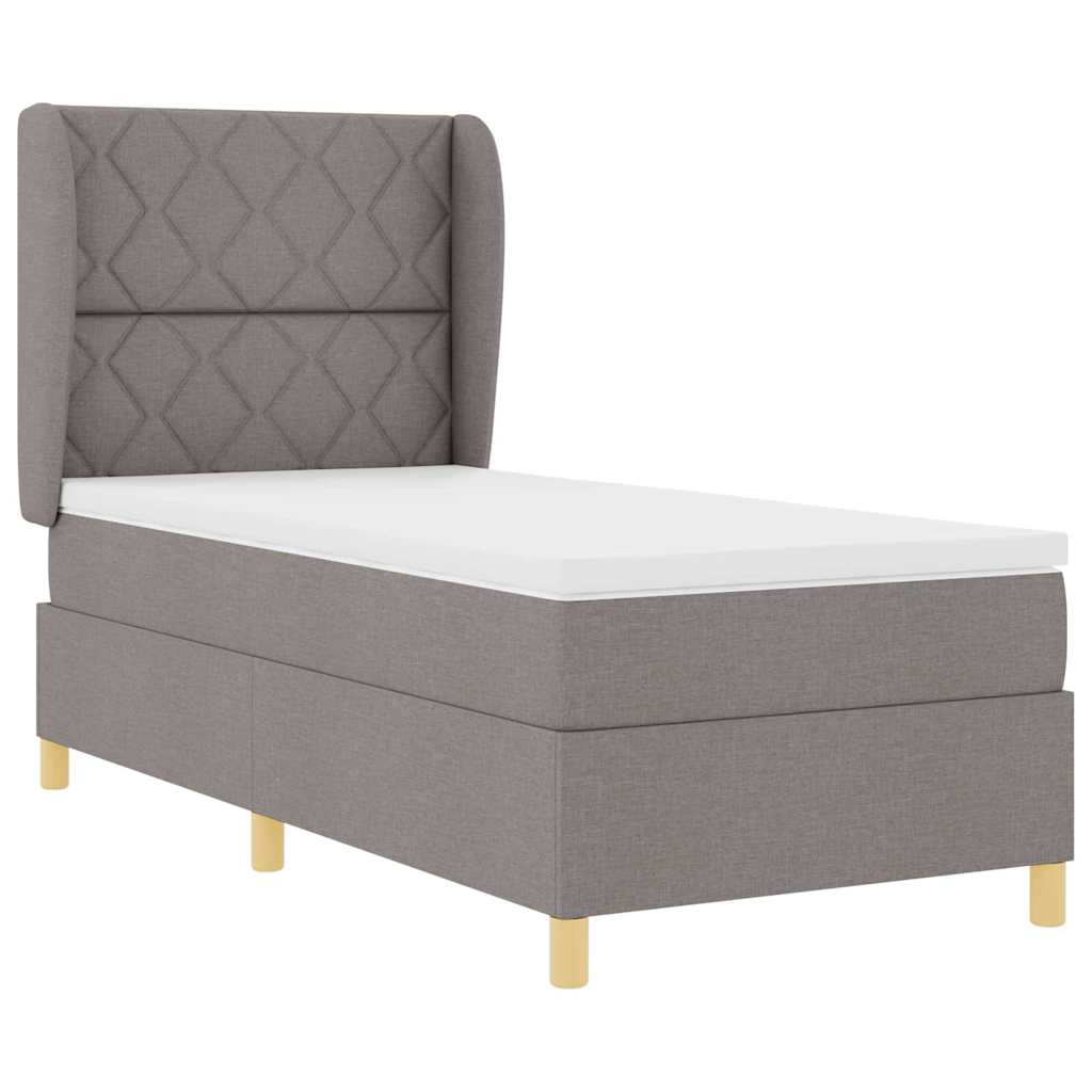 Lit à ressorts avec tête de lit Taupe 200 x 100 cm tissu