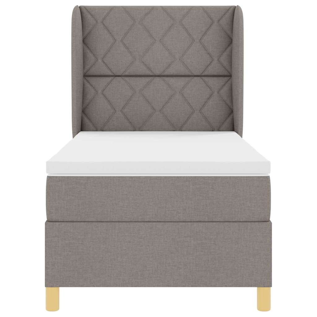 Lit à ressorts avec tête de lit Taupe 200 x 100 cm tissu