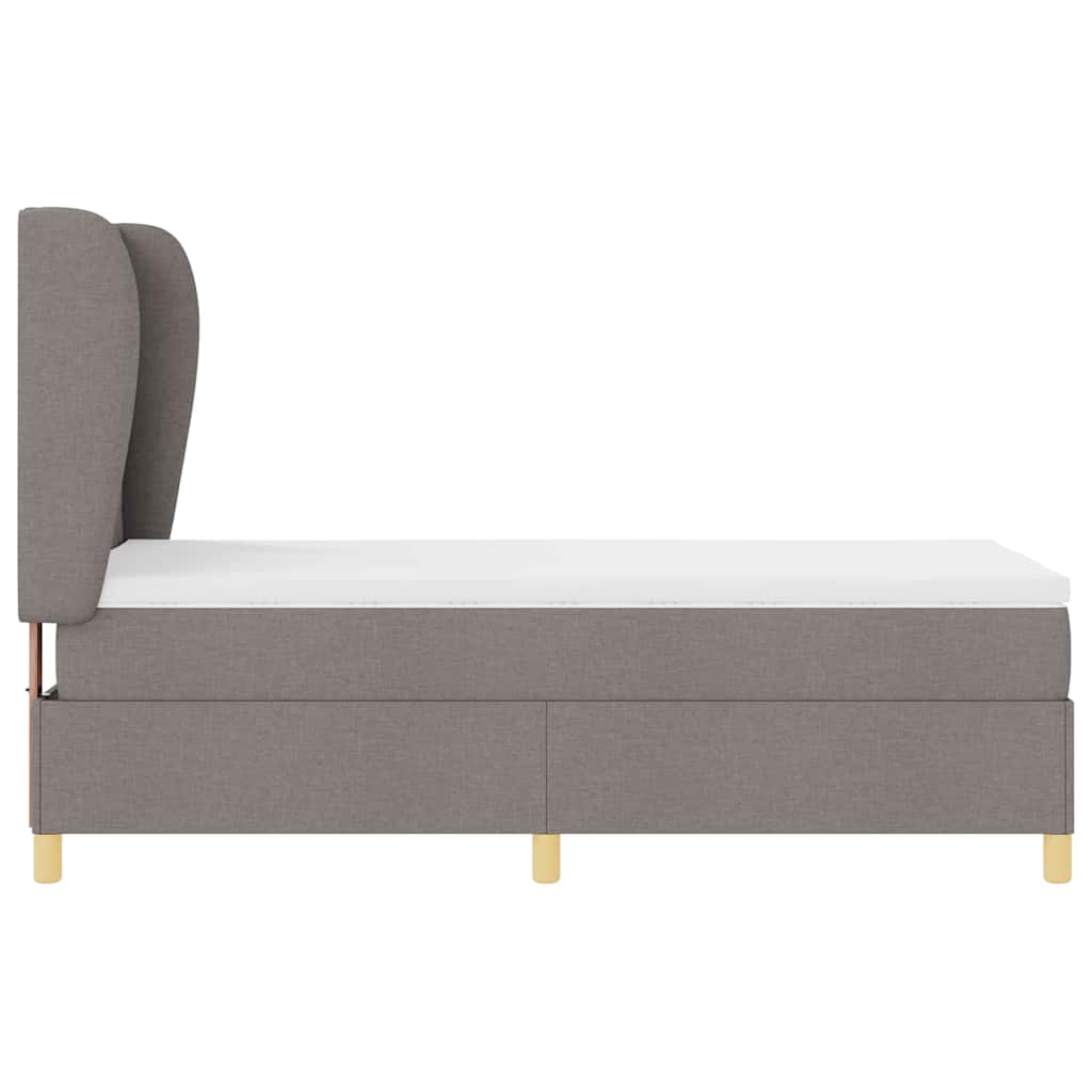 Lit à ressorts avec tête de lit Taupe 200 x 100 cm tissu