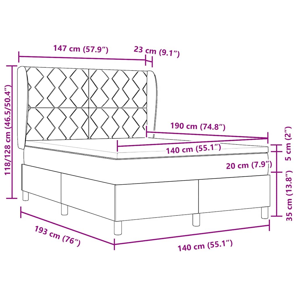 Lit à ressorts avec matelas gris foncé 90x190 cm Taupe