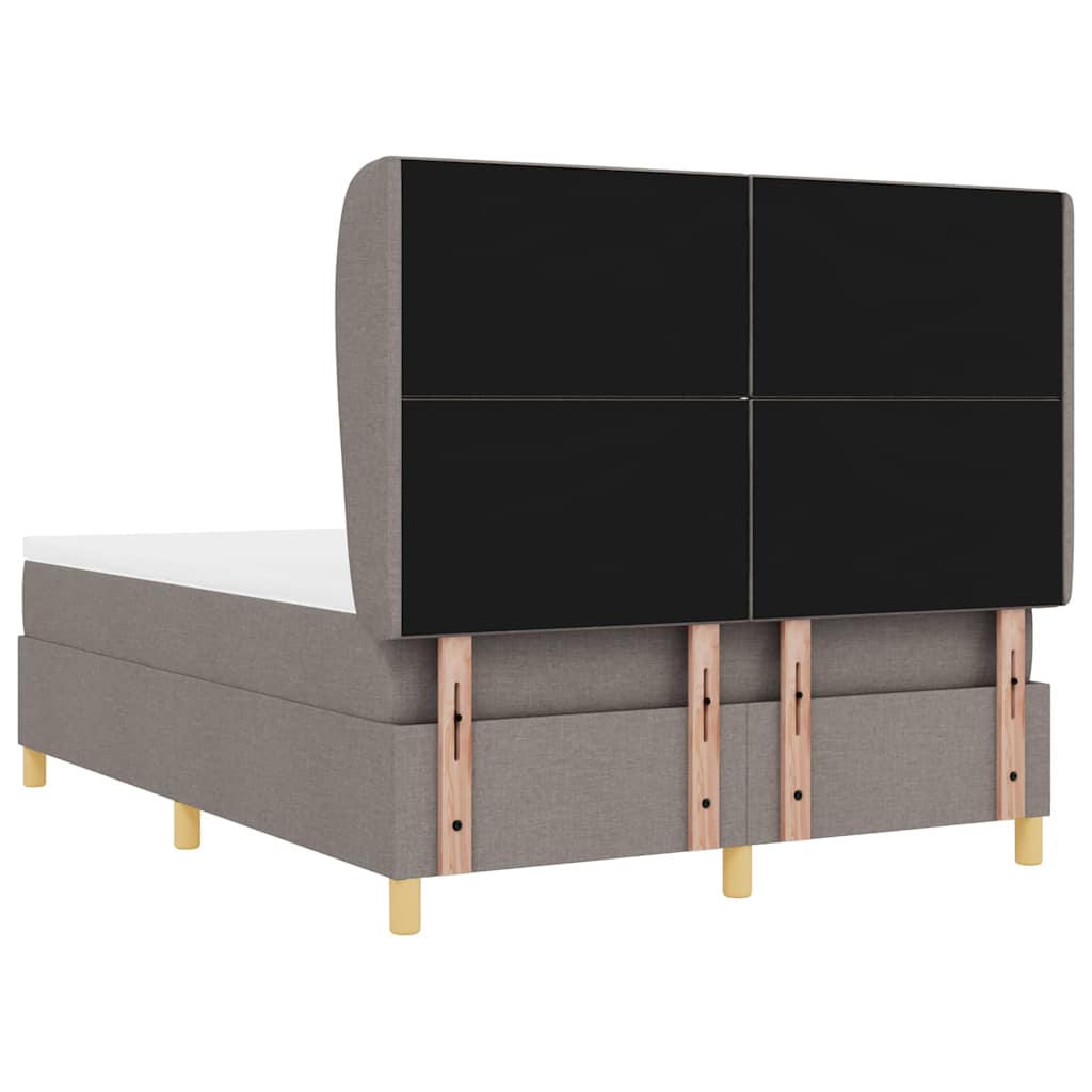 Lit à ressorts avec tête de lit Taupe 200 x 140 cm tissu