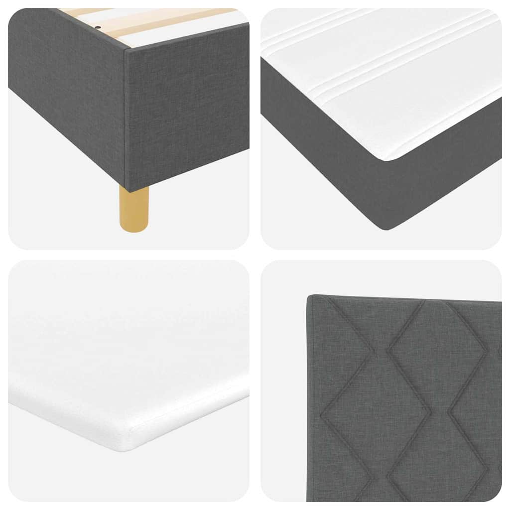 Lit à ressorts avec matelas gris foncé 90x190 cm Gris foncé