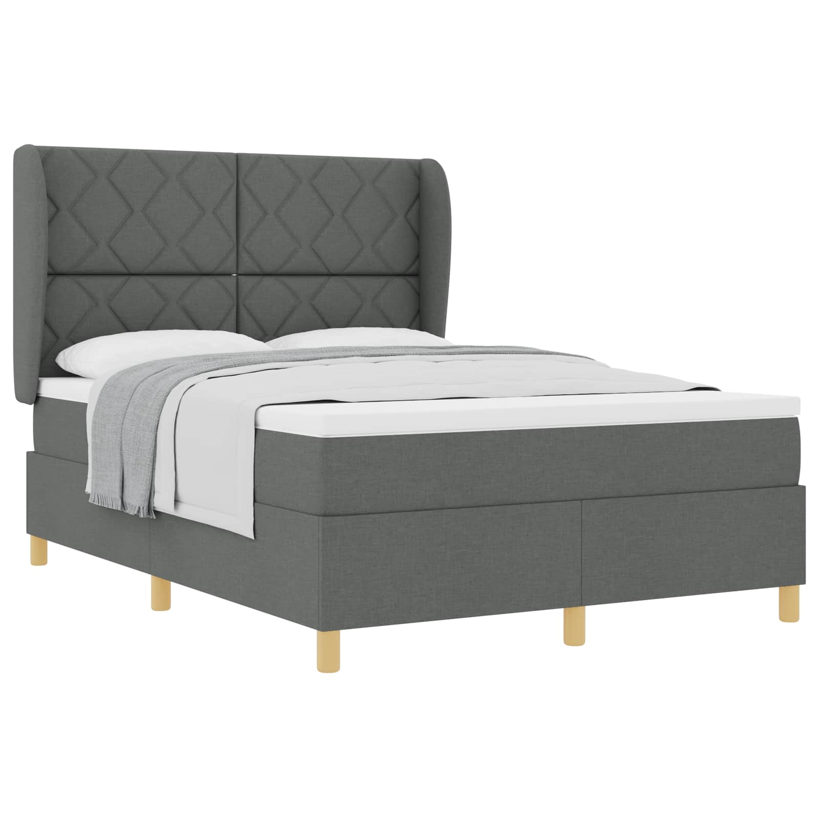 Lit à ressorts avec matelas gris foncé 90x190 cm Gris foncé - XIOS