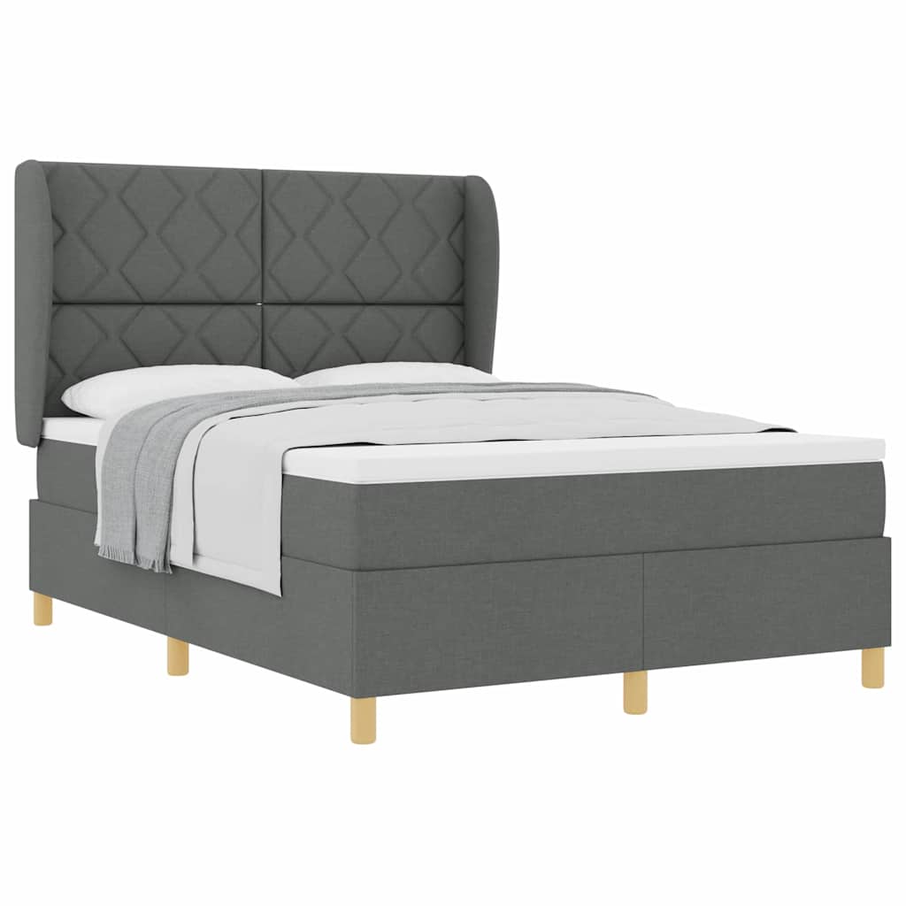 Lit à ressorts avec matelas gris foncé 90x190 cm Gris foncé