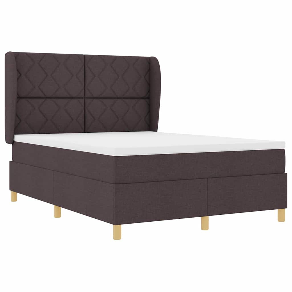 Lit à ressorts avec matelas gris foncé 90x190 cm Marron foncé