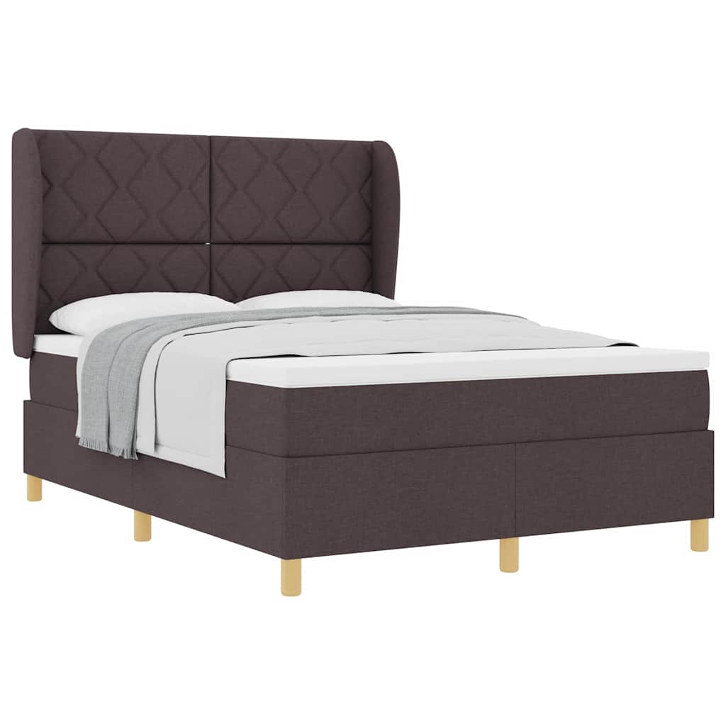 Lit à ressorts avec matelas gris foncé 90x190 cm Marron foncé